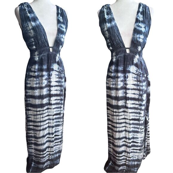 NWTs Gypsy 05 {Anthropologie} Navy Slit Tie Dye Dress Size Medium - Picture 1 of 7